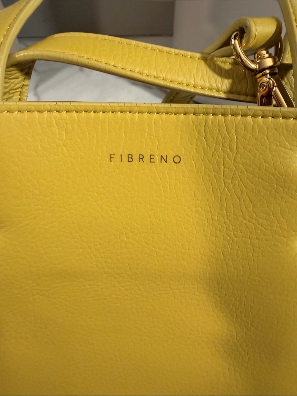 Fibreno Lemon Yellow Leather Tote